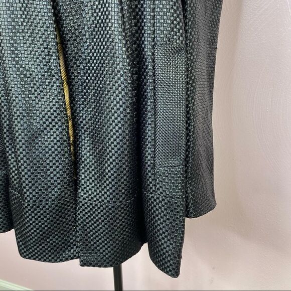 French Connection Woven Monochrome Checker Toggle Puff Sleeve Swing Coat Size 10 - Picture 7 of 12